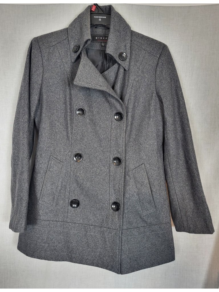 Giacca Wool Blend Pea Coat Women’s L Charcoal Gray Fall Winter Classy Dressy